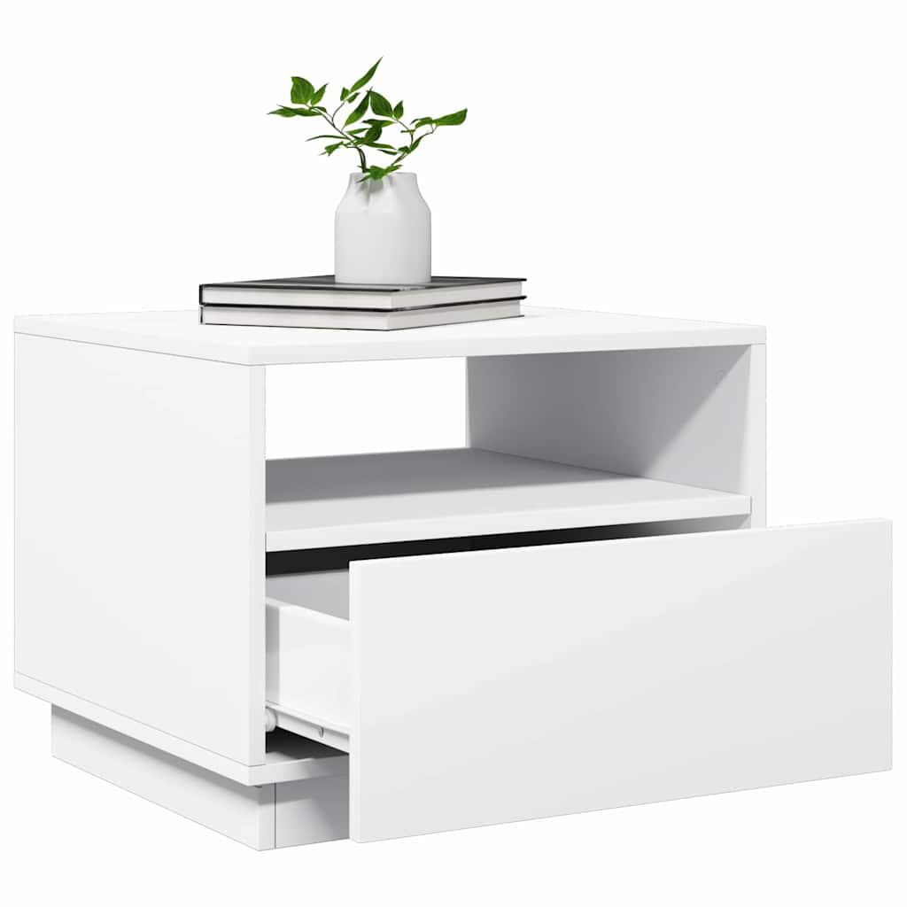 Tavolino da Soggiorno con Luci LED Bianco 50x49x40 cm | homemem39