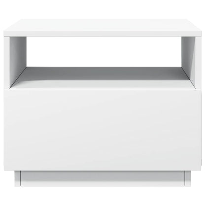 Tavolino da Soggiorno con Luci LED Bianco 50x49x40 cm | homemem39