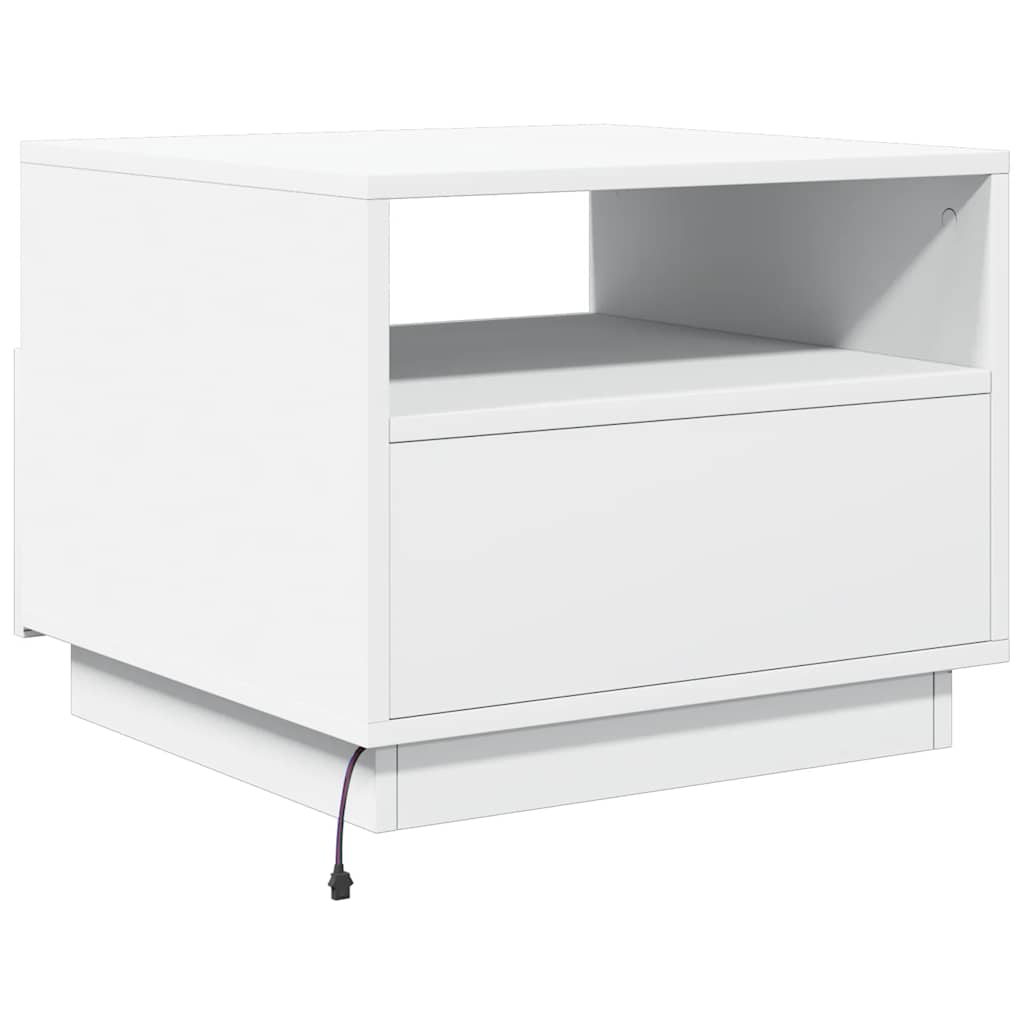 Tavolino da Soggiorno con Luci LED Bianco 50x49x40 cm | homemem39