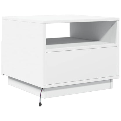 Tavolino da Soggiorno con Luci LED Bianco 50x49x40 cm | homemem39
