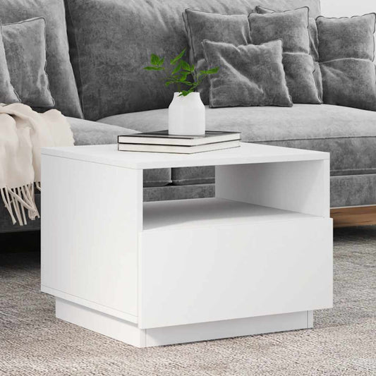 Tavolino da Soggiorno con Luci LED Bianco 50x49x40 cm | homemem39