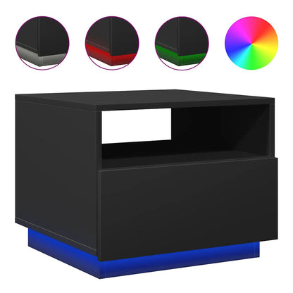 Tavolino da Soggiorno con Luci LED Nero 50x49x40 cm | homemem39