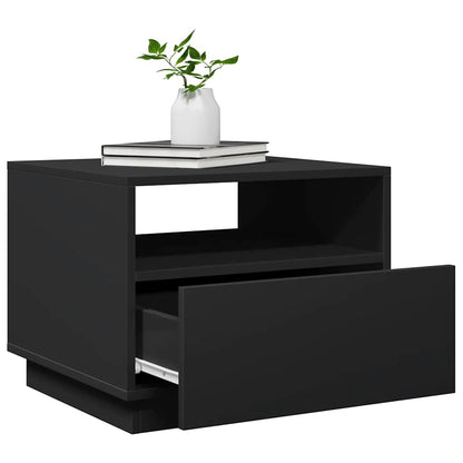 Tavolino da Soggiorno con Luci LED Nero 50x49x40 cm | homemem39