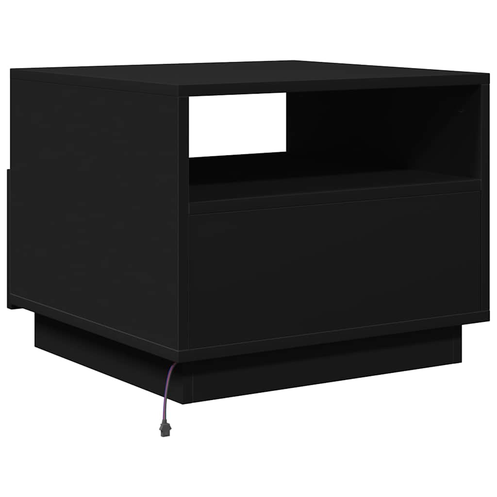 Tavolino da Soggiorno con Luci LED Nero 50x49x40 cm | homemem39