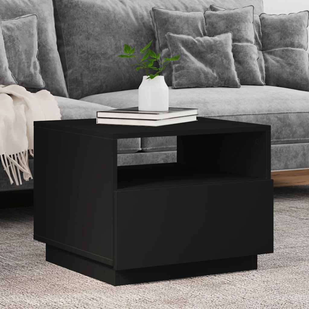 Tavolino da Soggiorno con Luci LED Nero 50x49x40 cm | homemem39