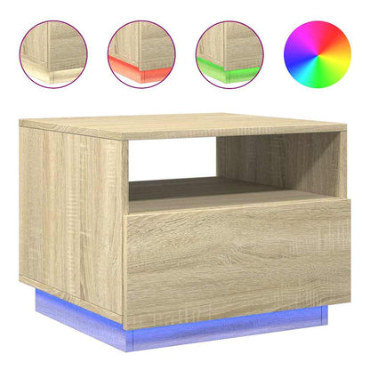 Tavolino da Soggiorno con Luci LED Rovere Sonoma 50x49x40 cm | homemem39