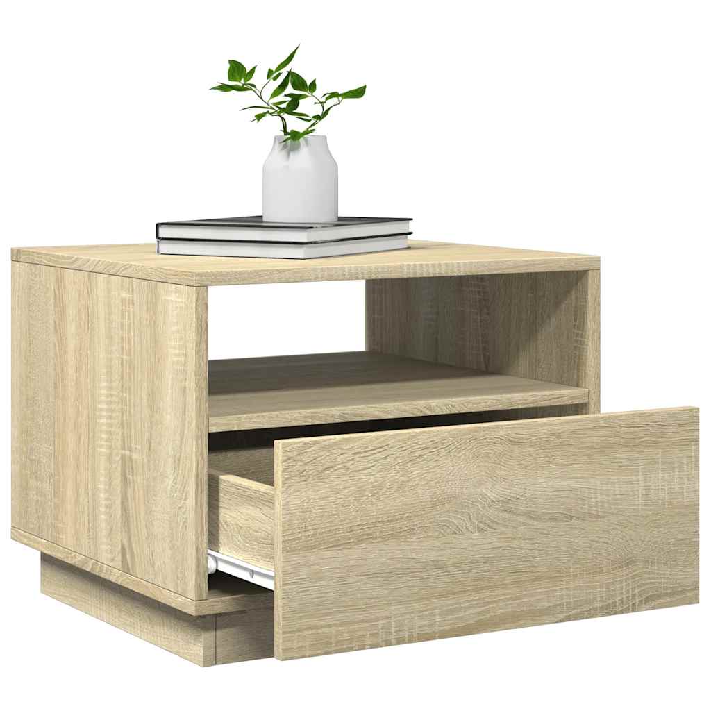 Tavolino da Soggiorno con Luci LED Rovere Sonoma 50x49x40 cm | homemem39