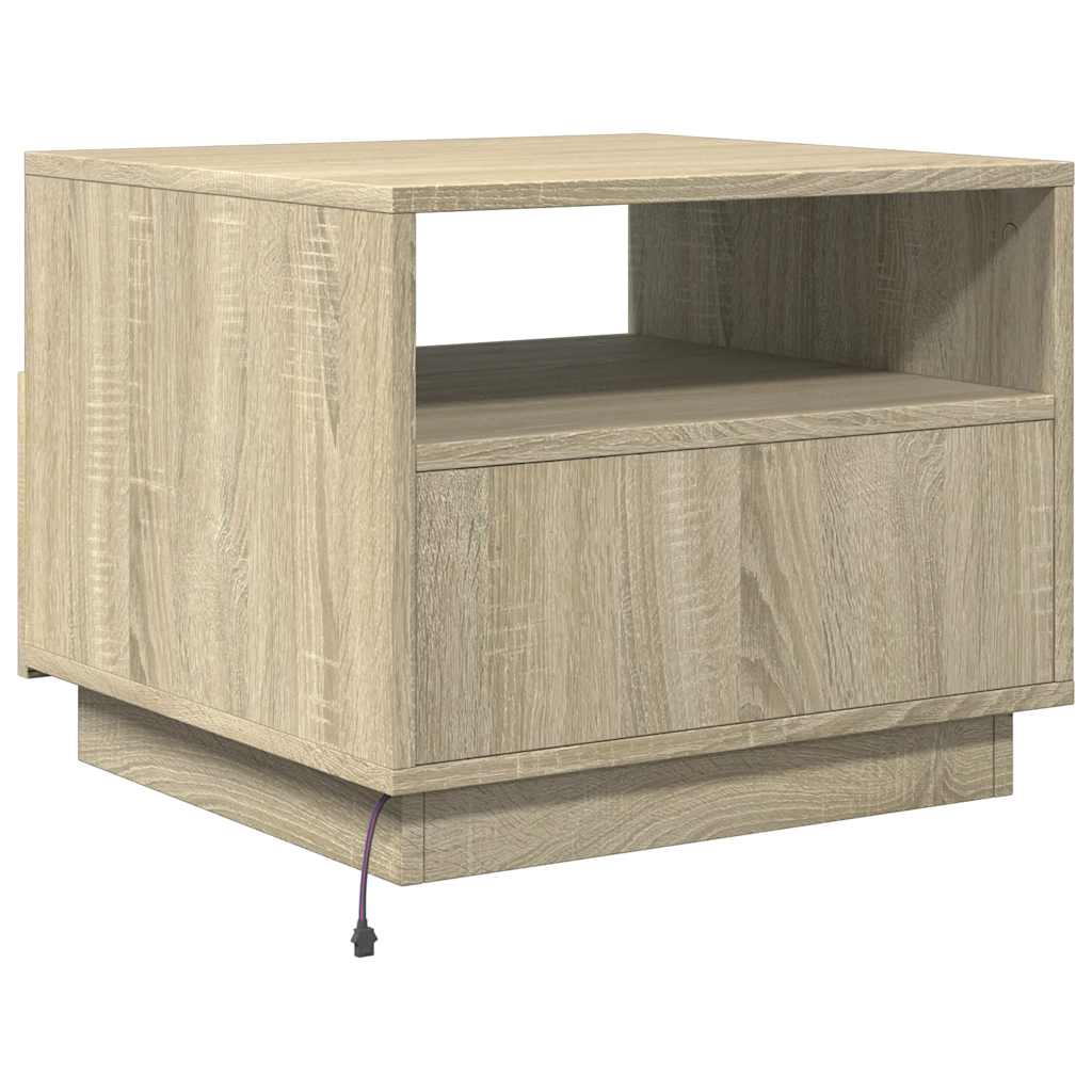 Tavolino da Soggiorno con Luci LED Rovere Sonoma 50x49x40 cm | homemem39