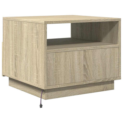 Tavolino da Soggiorno con Luci LED Rovere Sonoma 50x49x40 cm | homemem39