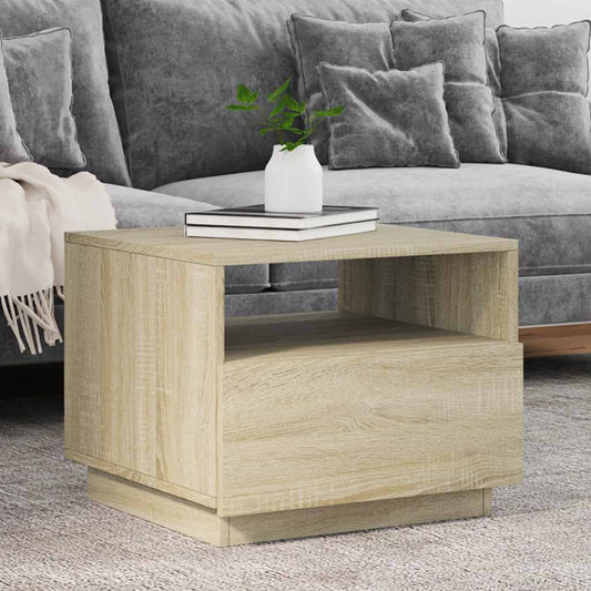 Tavolino da Soggiorno con Luci LED Rovere Sonoma 50x49x40 cm | homemem39