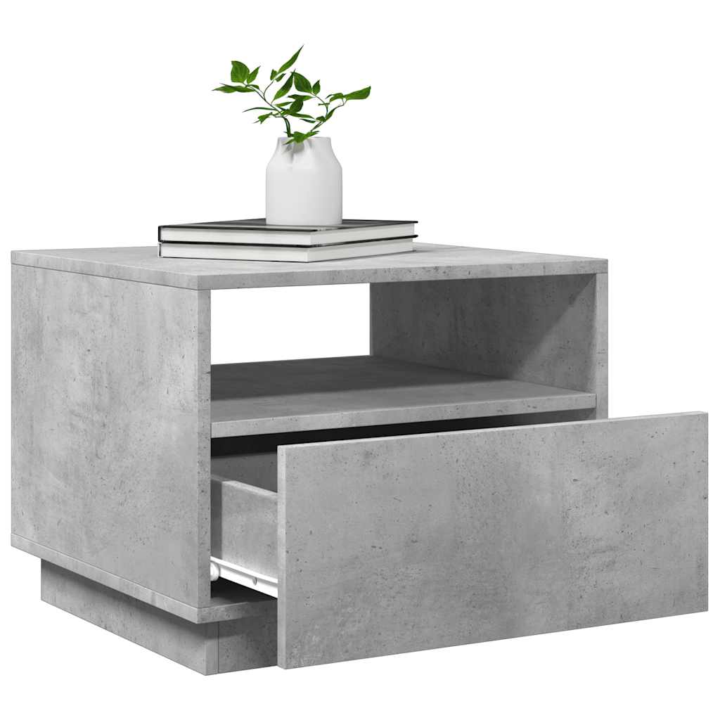 Tavolino da Soggiorno con Luci LED Grigio Cemento 50x49x40 cm | homemem39