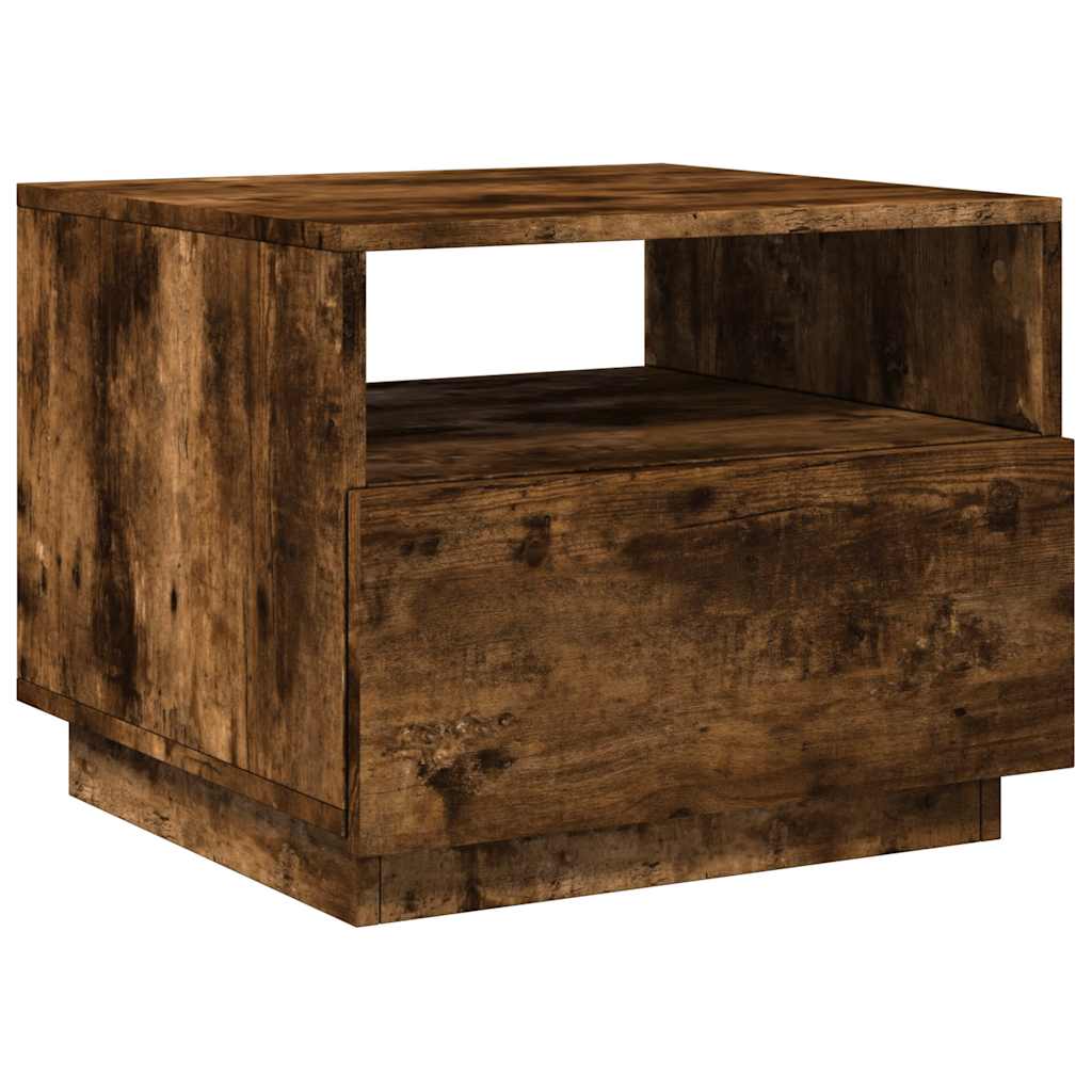 Tavolino da Soggiorno con Luci LED Rovere Fumo 50x49x40 cm | homemem39