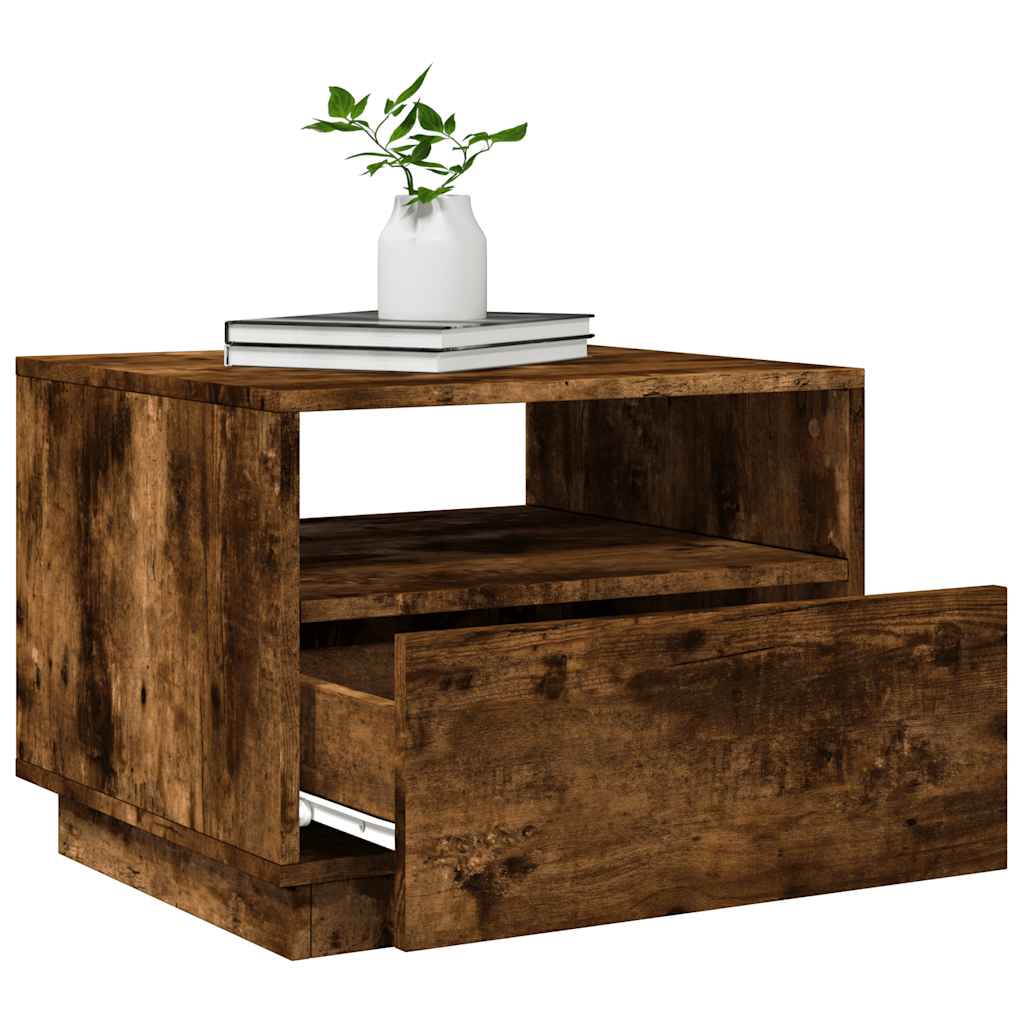 Tavolino da Soggiorno con Luci LED Rovere Fumo 50x49x40 cm | homemem39