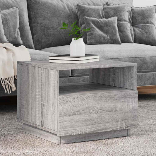 Tavolino da Soggiorno con Luci LED Grigio Sonoma 50x49x40 cm | homemem39