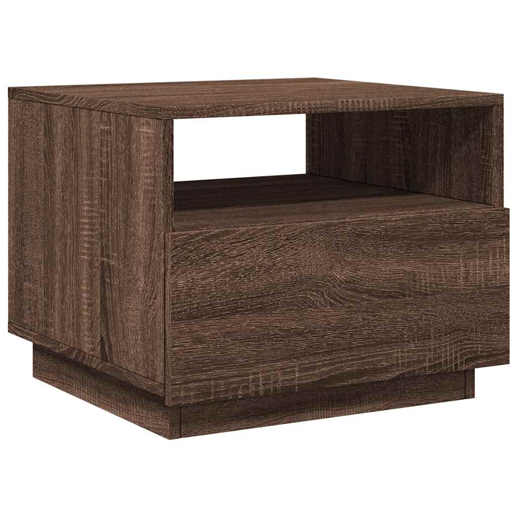 Tavolino da Soggiorno con Luci LED Rovere Marrone 50x49x40 cm | homemem39