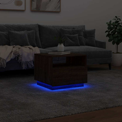 Tavolino da Soggiorno con Luci LED Rovere Marrone 50x49x40 cm | homemem39