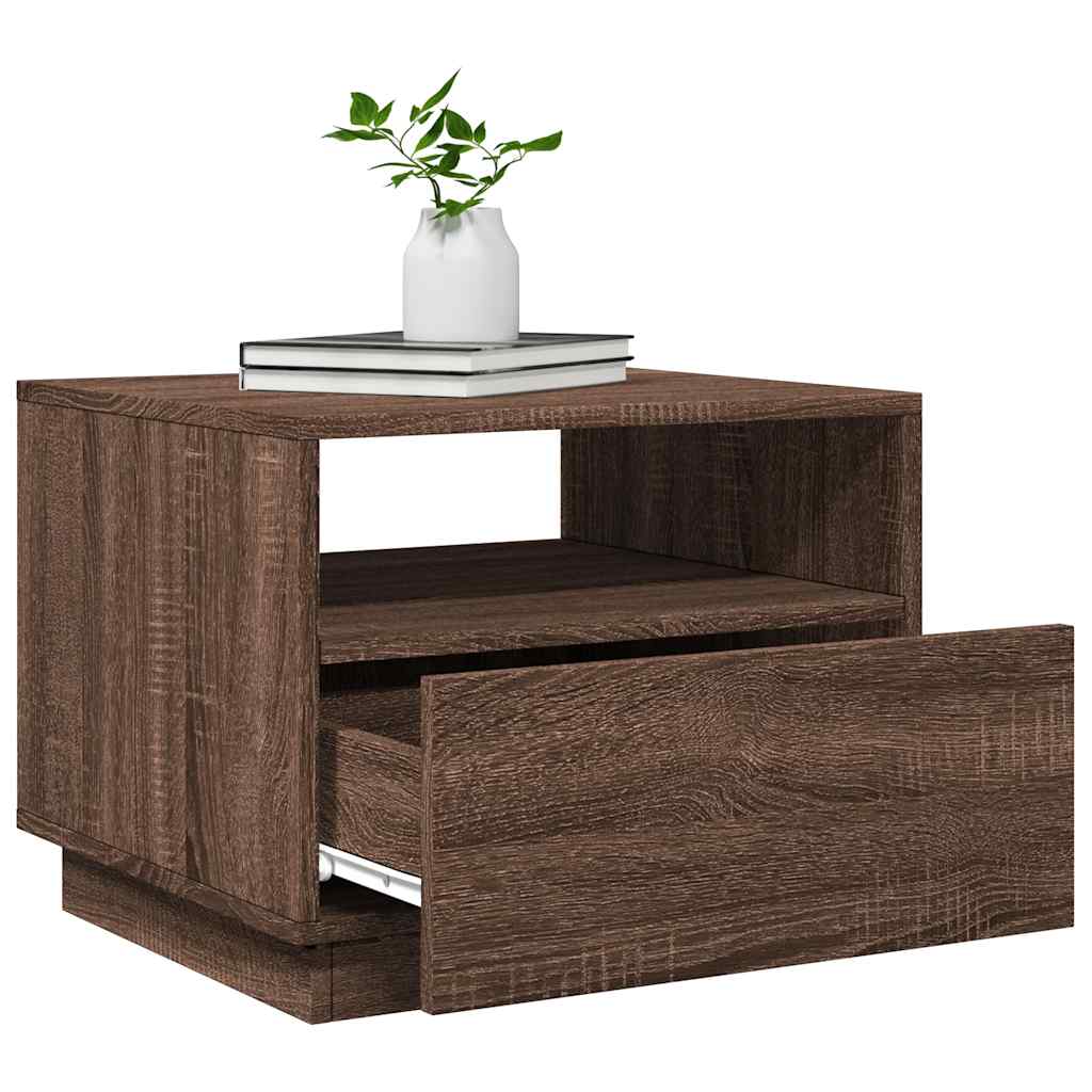 Tavolino da Soggiorno con Luci LED Rovere Marrone 50x49x40 cm | homemem39