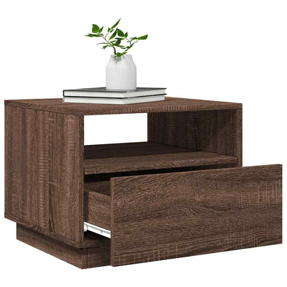Tavolino da Soggiorno con Luci LED Rovere Marrone 50x49x40 cm | homemem39