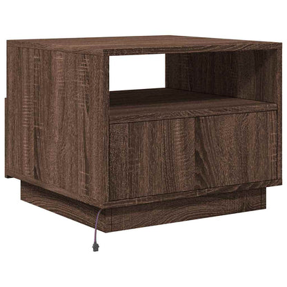Tavolino da Soggiorno con Luci LED Rovere Marrone 50x49x40 cm | homemem39