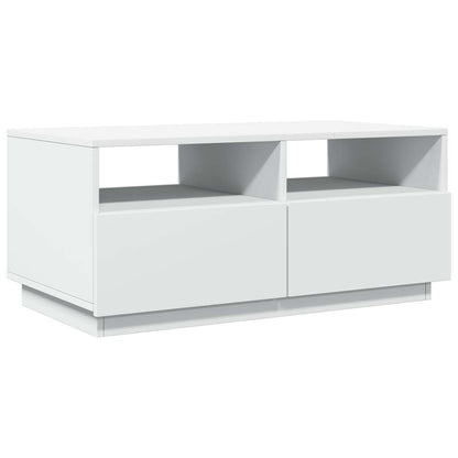 Tavolino da Soggiorno con Luci LED Bianco 90x49x40 cm | homemem39