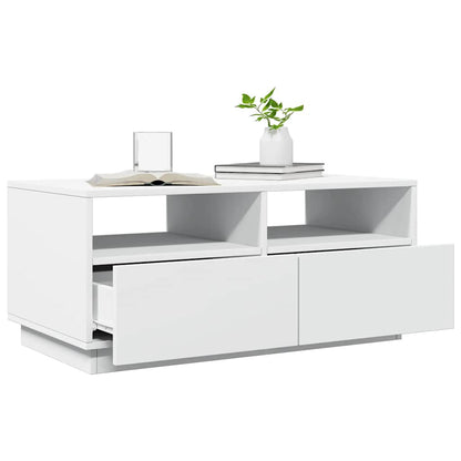 Tavolino da Soggiorno con Luci LED Bianco 90x49x40 cm | homemem39