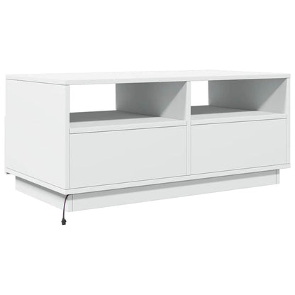Tavolino da Soggiorno con Luci LED Bianco 90x49x40 cm | homemem39