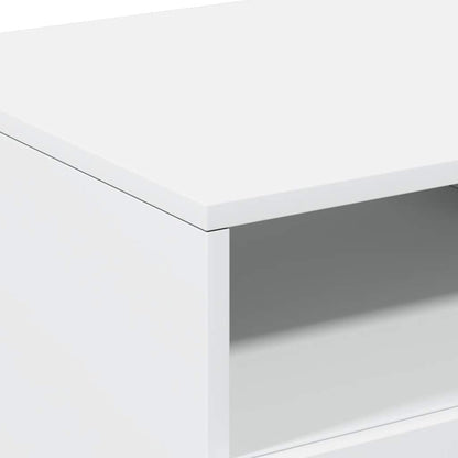 Tavolino da Soggiorno con Luci LED Bianco 90x49x40 cm