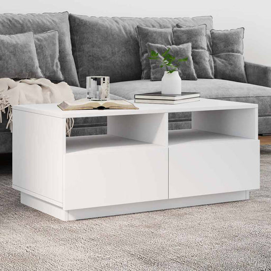 Tavolino da Soggiorno con Luci LED Bianco 90x49x40 cm | homemem39