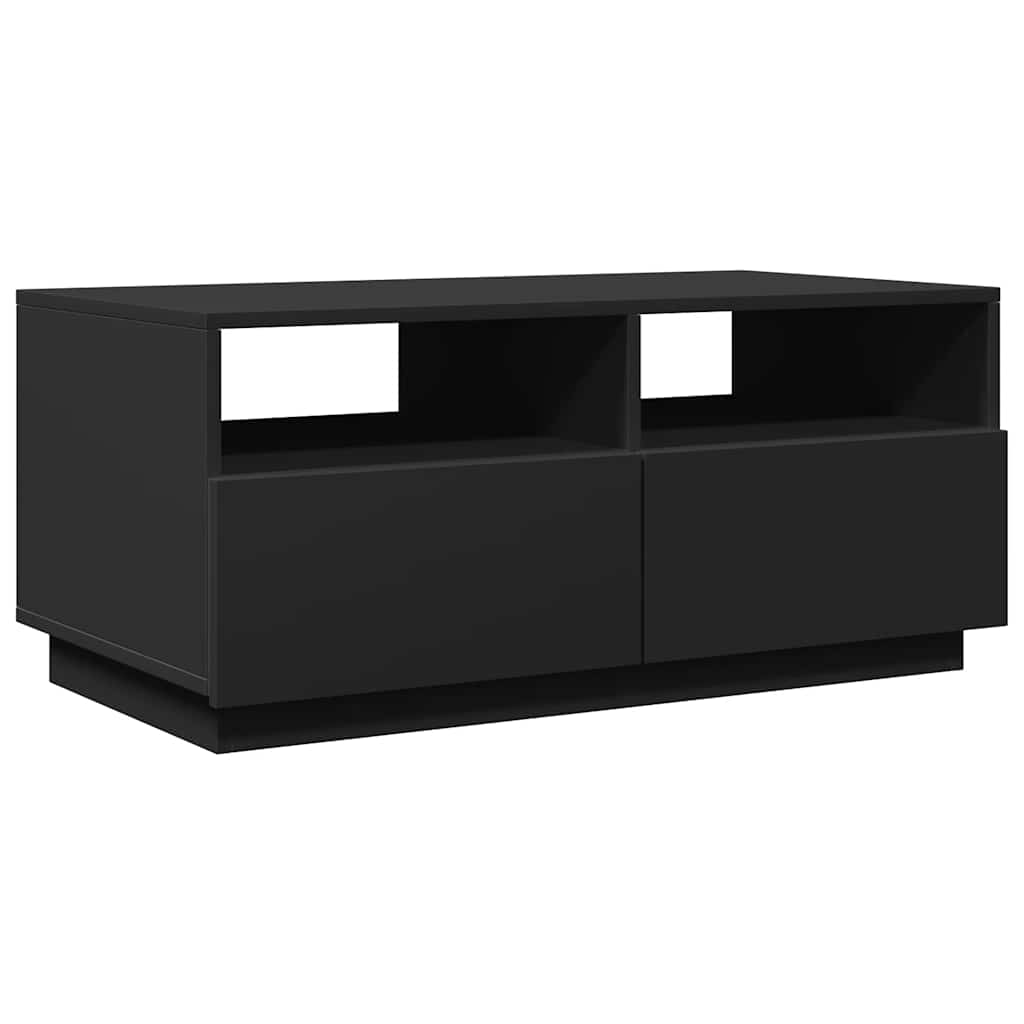 Tavolino da Soggiorno con Luci LED Nero 90x49x40 cm | homemem39