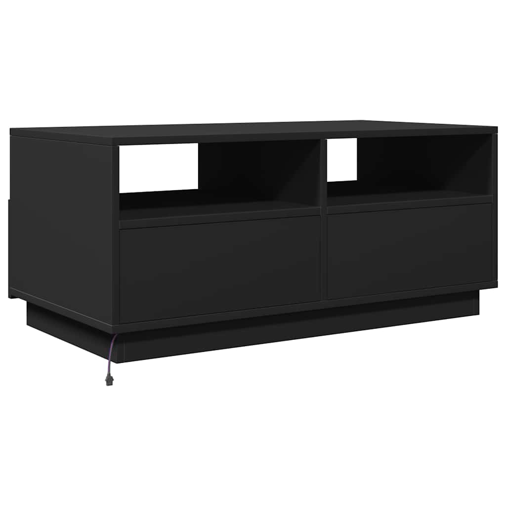 Tavolino da Soggiorno con Luci LED Nero 90x49x40 cm | homemem39