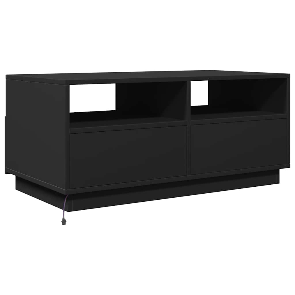 Tavolino da Soggiorno con Luci LED Nero 90x49x40 cm