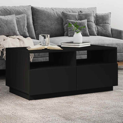 Tavolino da Soggiorno con Luci LED Nero 90x49x40 cm | homemem39