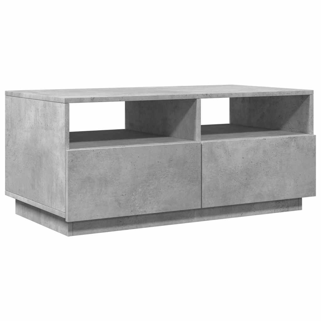 Tavolino da Soggiorno con Luci LED Grigio Cemento 90x49x40 cm | homemem39