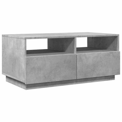 Tavolino da Soggiorno con Luci LED Grigio Cemento 90x49x40 cm | homemem39