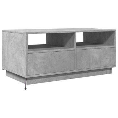 Tavolino da Soggiorno con Luci LED Grigio Cemento 90x49x40 cm | homemem39