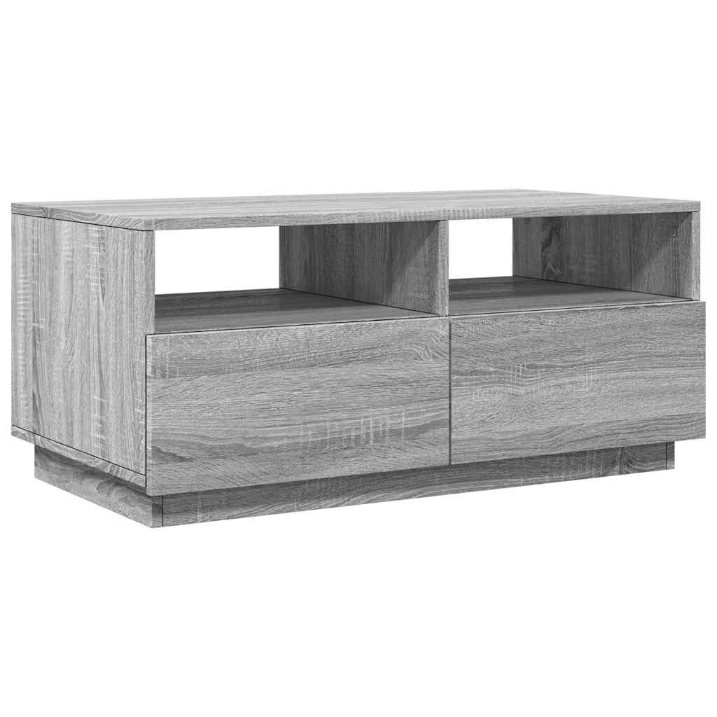 Tavolino da Soggiorno con Luci LED Grigio Sonoma 90x49x40 cm | homemem39
