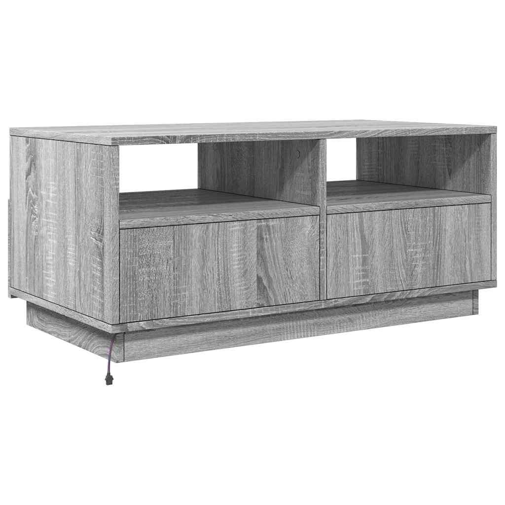 Tavolino da Soggiorno con Luci LED Grigio Sonoma 90x49x40 cm | homemem39
