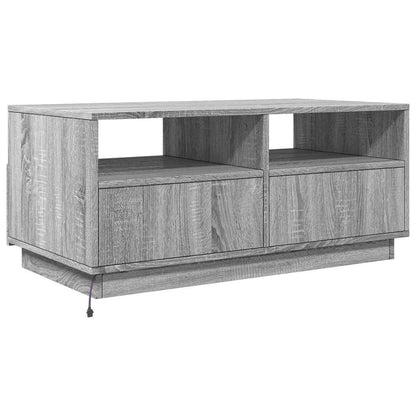 Tavolino da Soggiorno con Luci LED Grigio Sonoma 90x49x40 cm | homemem39
