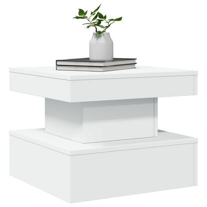 Tavolino da Salotto con Luci LED Bianco 50x50x40 cm | homemem39