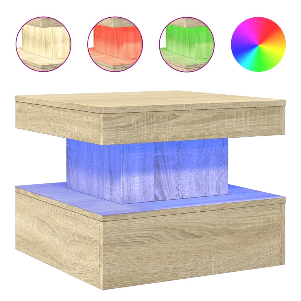 Tavolino da Salotto Gambe in Metallo Rovere Sonoma 50x50x40 cm | homemem39