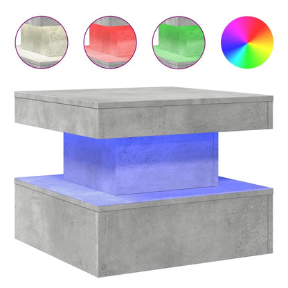 Tavolino da Salotto con Luci LED Grigio Cemento 50x50x40 cm | homemem39
