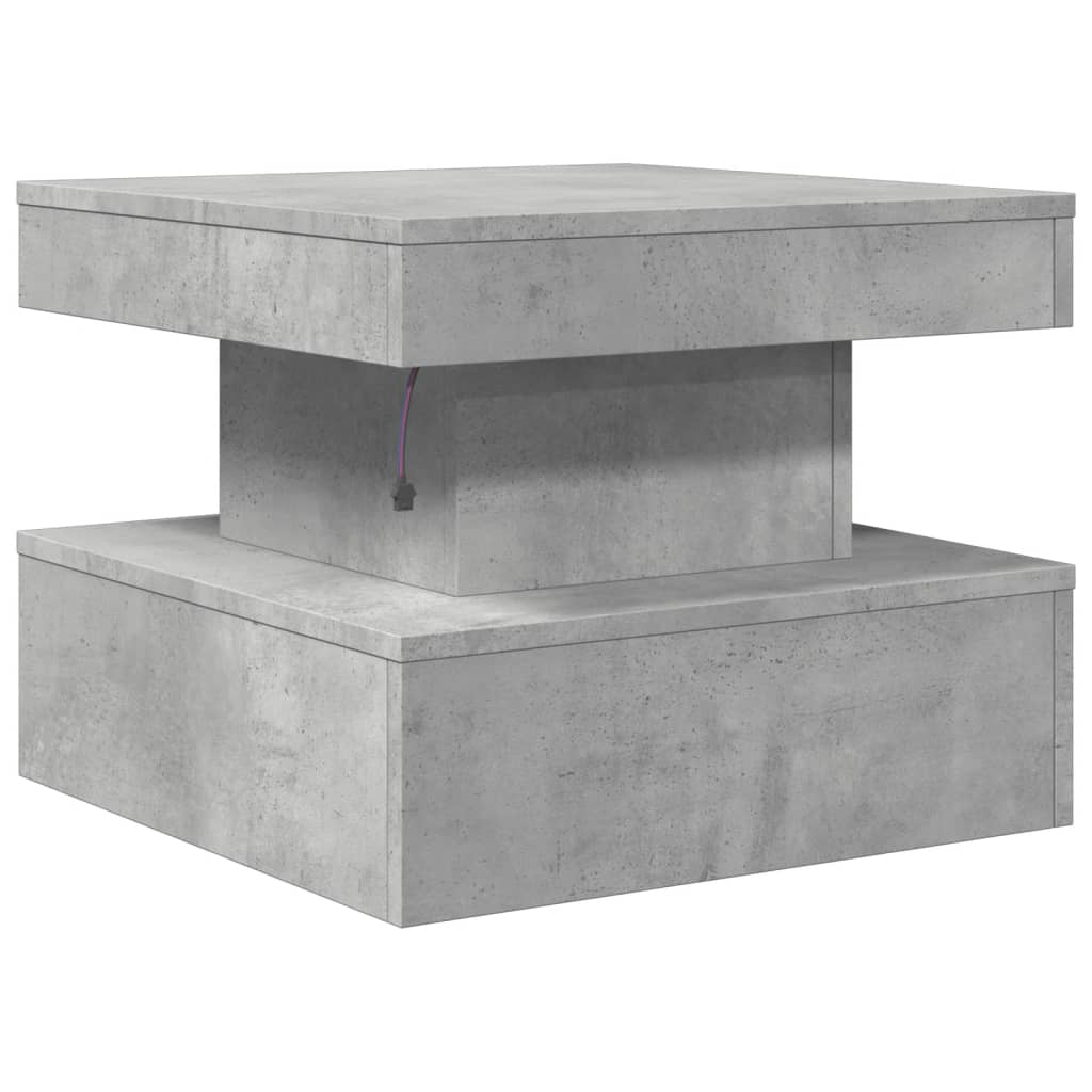 Tavolino da Salotto con Luci LED Grigio Cemento 50x50x40 cm | homemem39