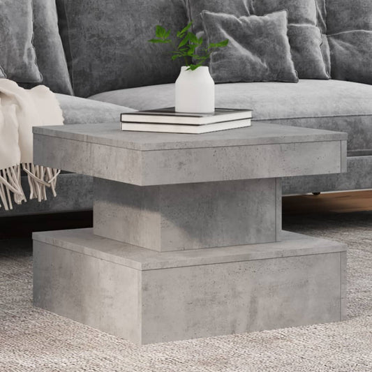 Tavolino da Salotto con Luci LED Grigio Cemento 50x50x40 cm | homemem39