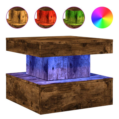 Tavolino da Soggiorno con Luci LED Rovere Sonoma 50x50x40 cm | homemem39