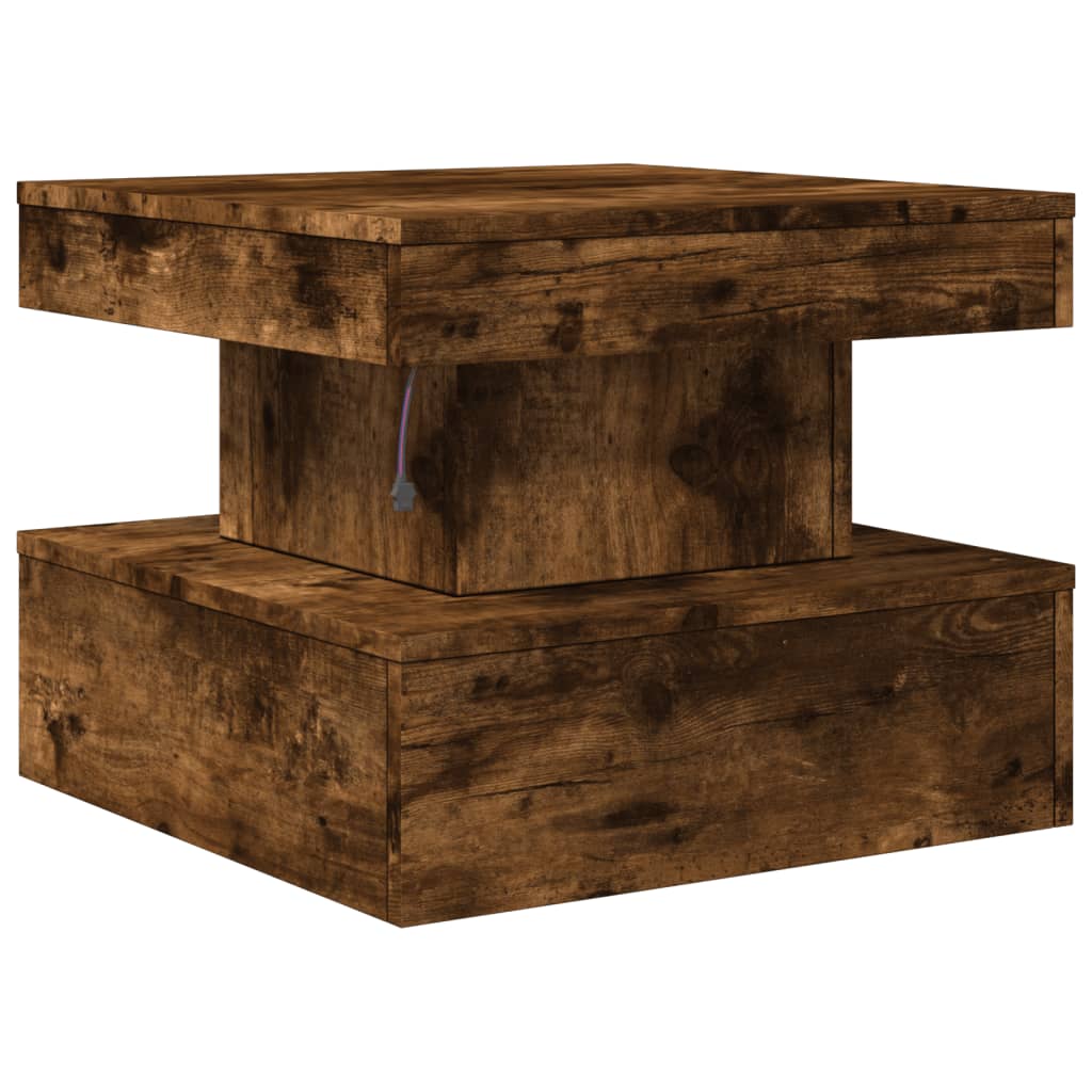Tavolino da Soggiorno con Luci LED Rovere Sonoma 50x50x40 cm | homemem39
