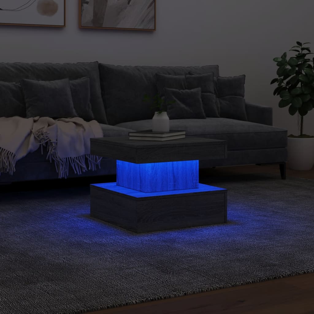 Tavolino da Salotto con Luci LED Grigio Sonoma 50x50x40 cm | homemem39