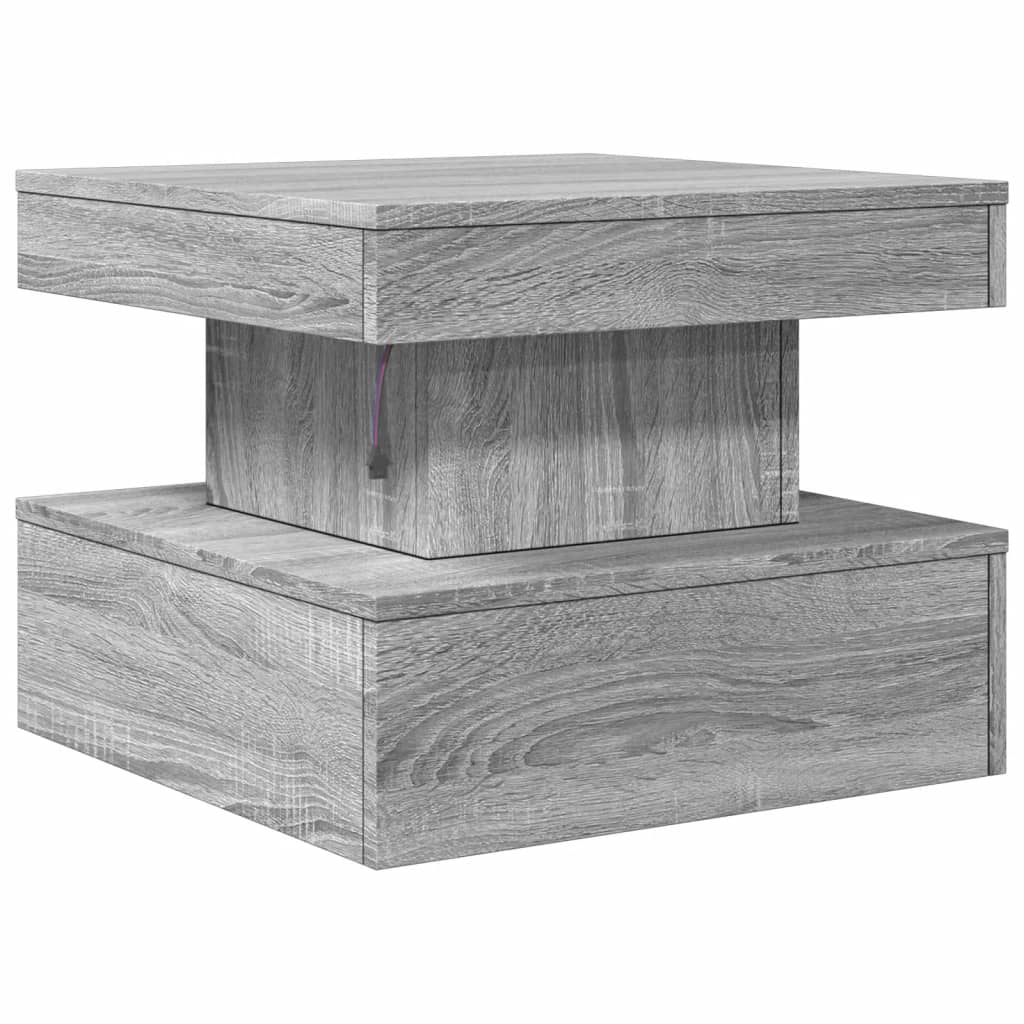 Tavolino da Salotto con Luci LED Grigio Sonoma 50x50x40 cm | homemem39