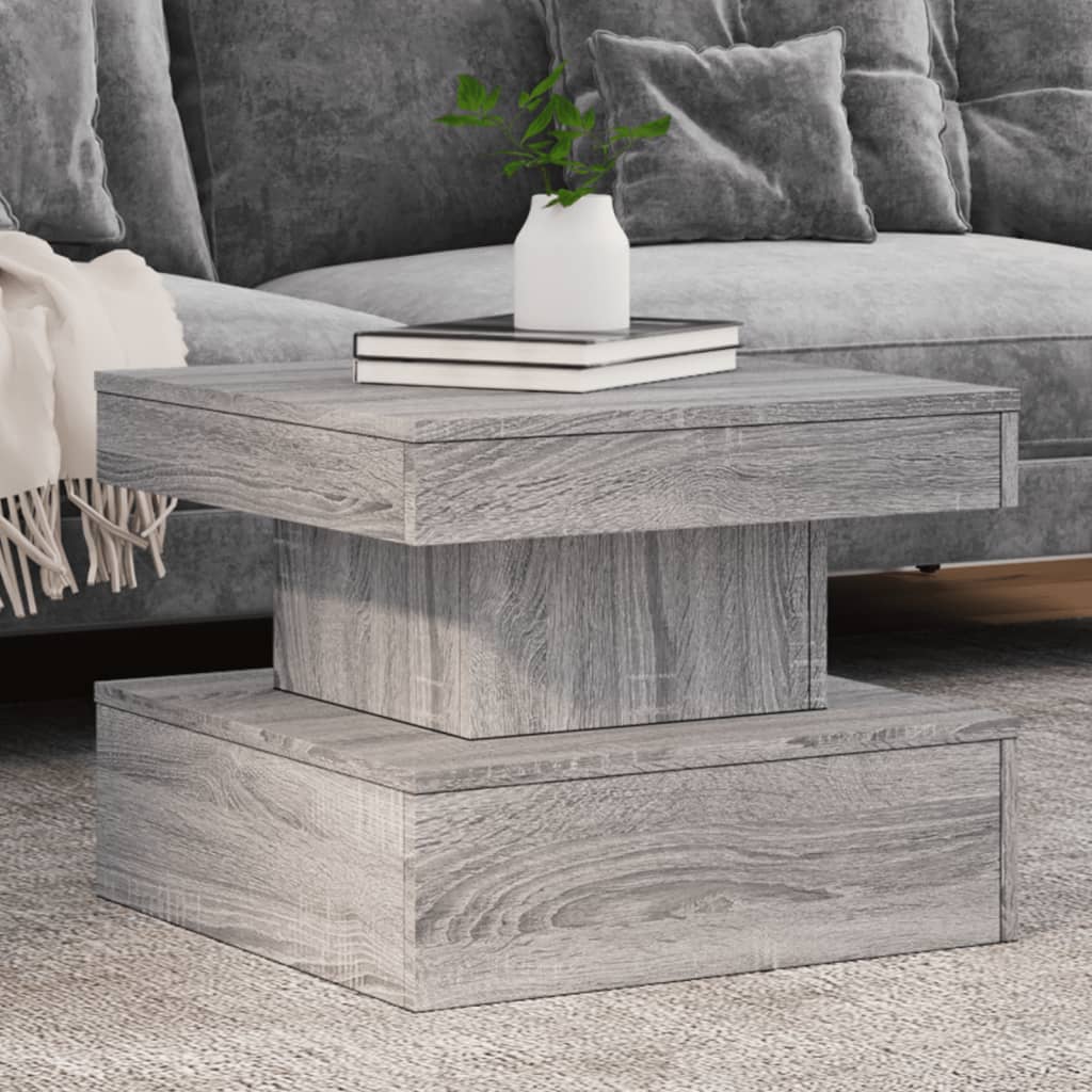 Tavolino da Salotto con Luci LED Grigio Sonoma 50x50x40 cm | homemem39