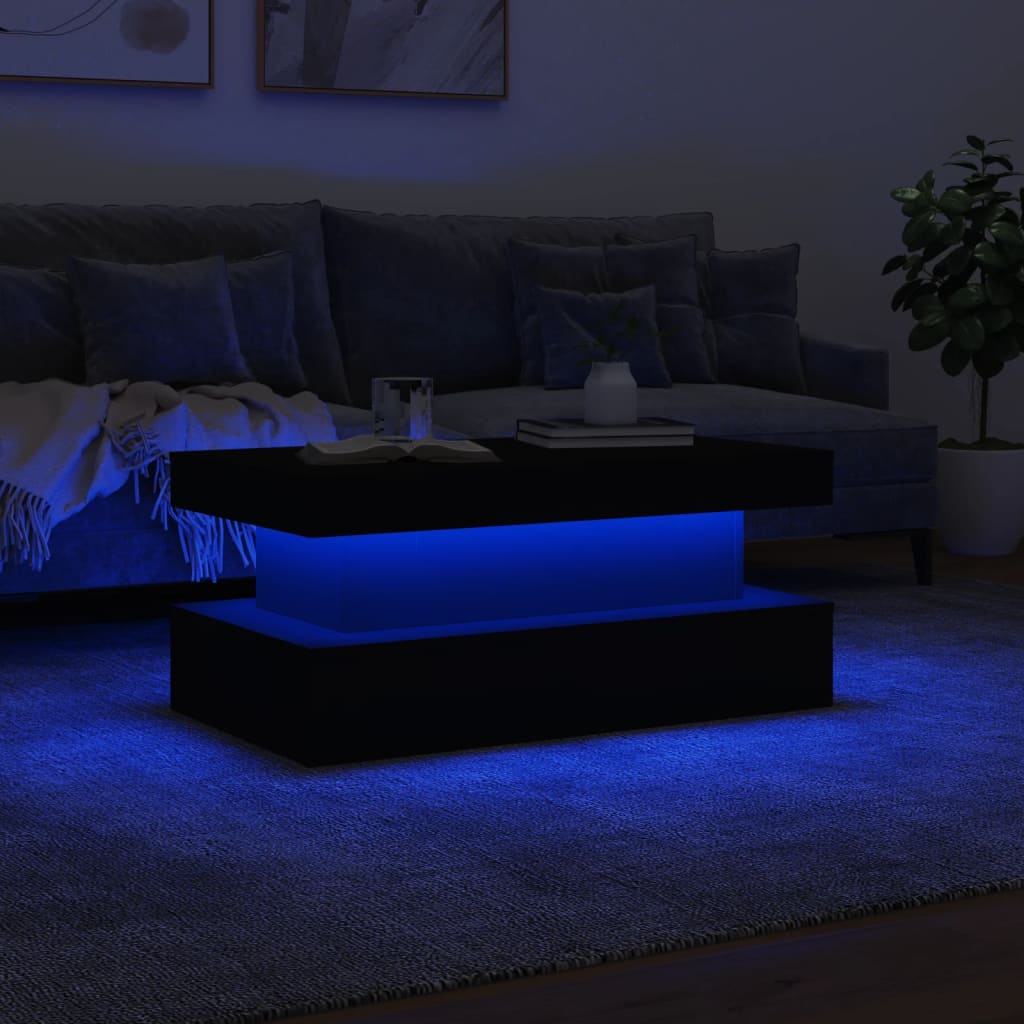 Tavolino da Soggiorno con Luci LED Bianco 90x50x40 cm | homemem39