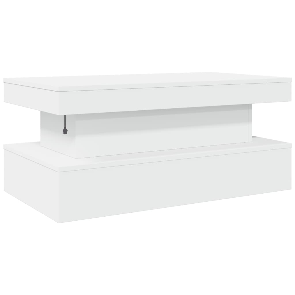 Tavolino da Soggiorno con Luci LED Bianco 90x50x40 cm | homemem39